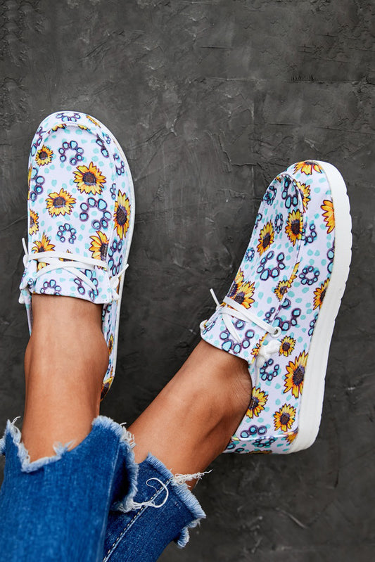 White Sunflower Slip On Shoes - Distressed Confidence