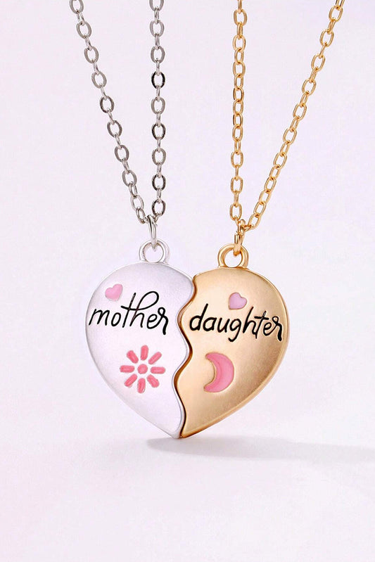 White 2pcs Mother & Daughter Magnetic Heart Necklace - Distressed Confidence