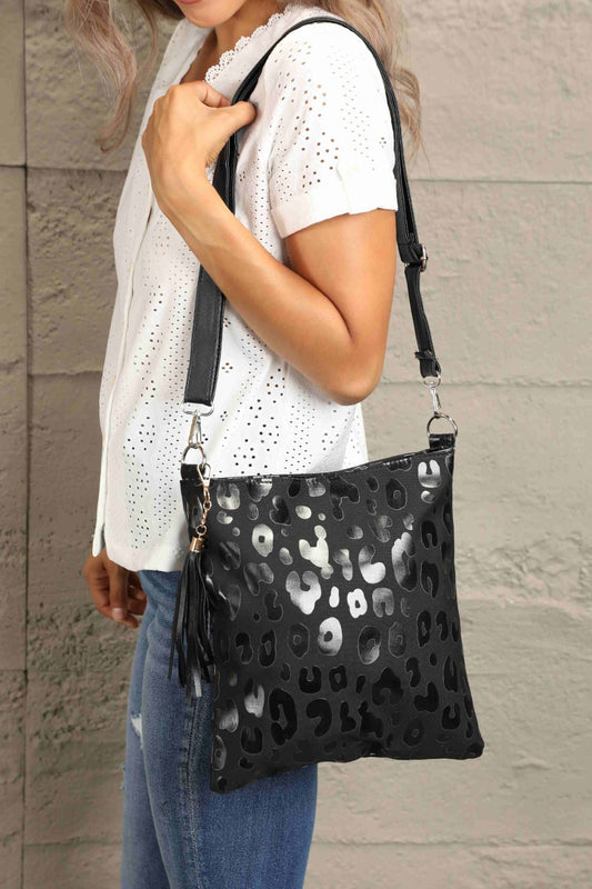 Adored PU Leather Shoulder Bag with Tassel - Distressed Confidence