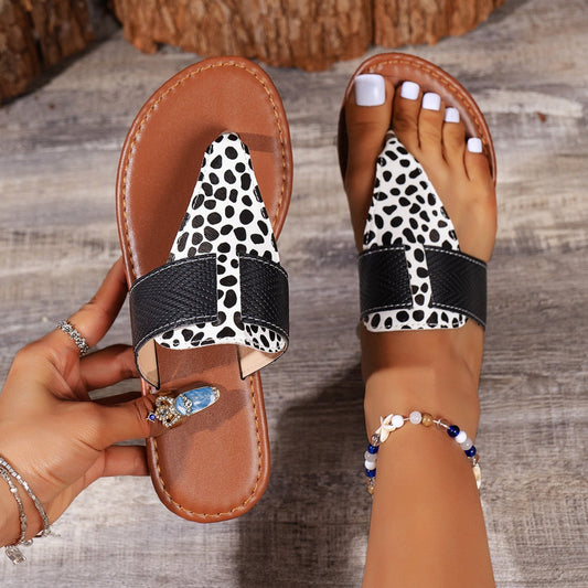 Animal Print Open Toe Sandals - Distressed Confidence