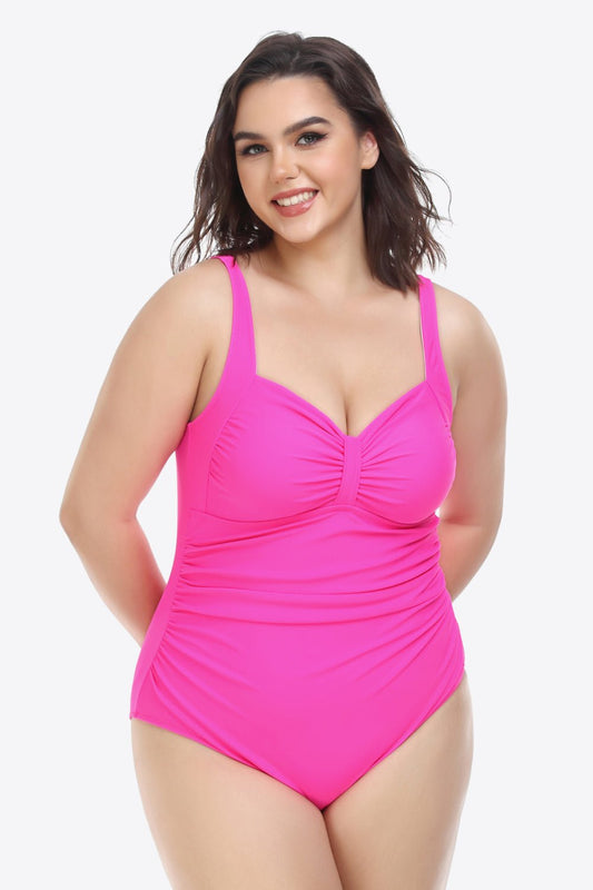 Plus Size Sleeveless Plunge One-Piece Swimsuit - Distressed Confidence